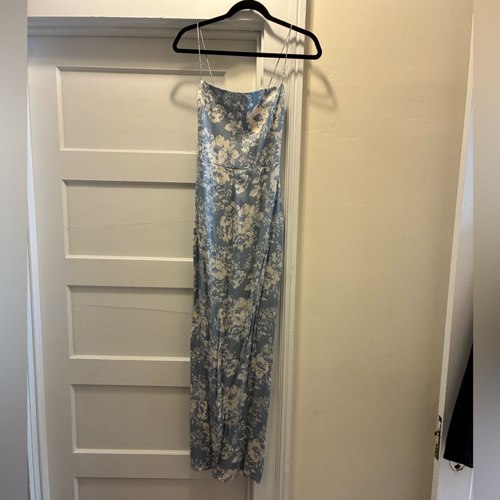 Reformation 100% Silk Frankie Porcelain Light Blue Floral Maxi Dress - Picture 6 of 9
